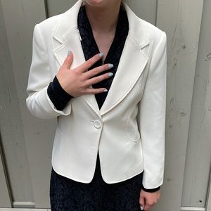 Talbots Cream Polyester Fully Lined Fitted Blazer